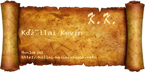 Kállai Kevin névjegykártya